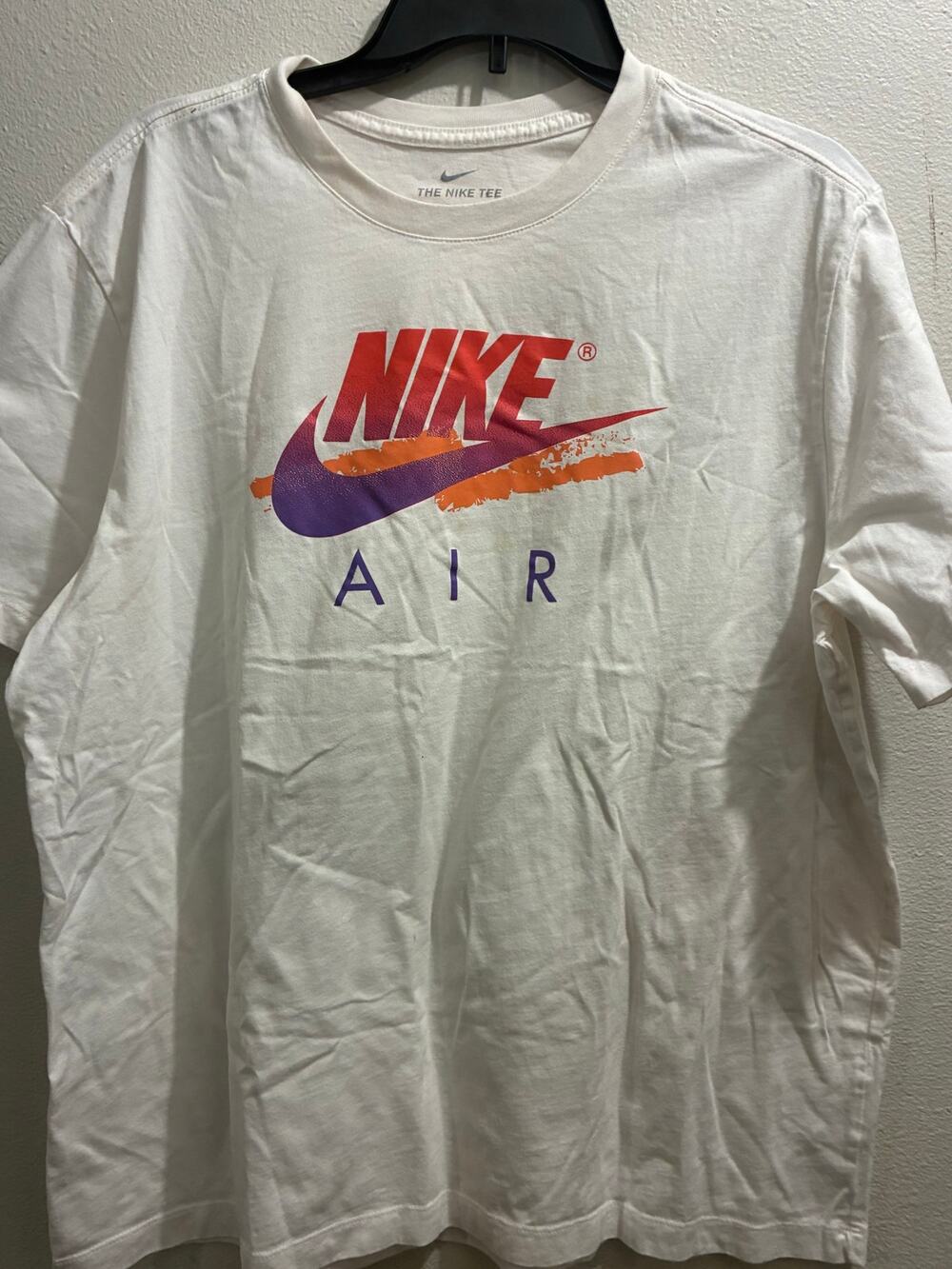 Nike Sportswear Men's XL White Tee Red Purple Orange Retro Neon Graphic Shirt